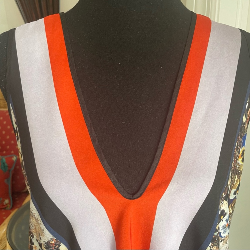 Anthropologie CLOVER CANYON Sleeveless Print Swing Top! Floral and Stripes. Med - Picture 4 of 12